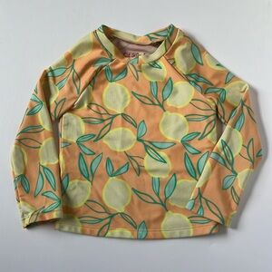 Cat & Jack Orange & Yellow Lemons Long-sleeve Rash Guard Swim Girls Top Size 2T